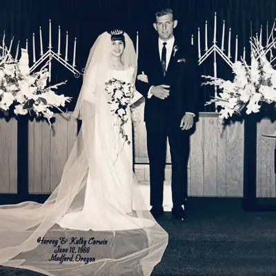 Harvey and Kathy Corwin on their wedding day, 1966